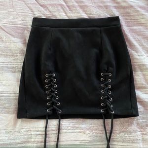 Black Faux Suede Mini Skirt